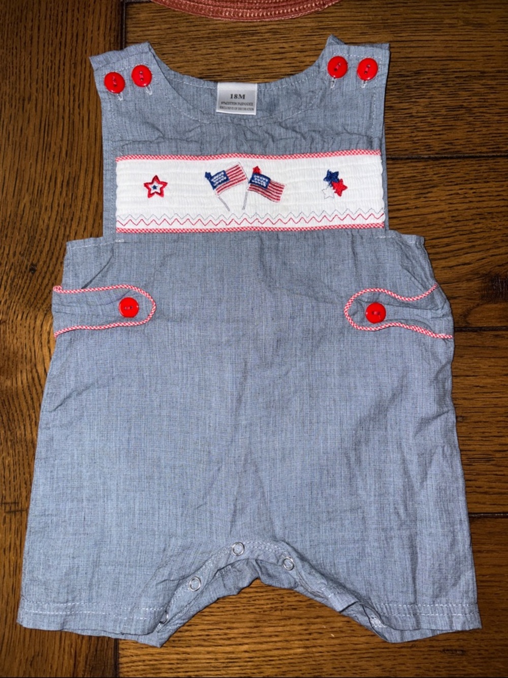 Baby Boy’s Smocked Patriotic Romper 18M